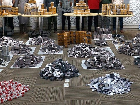 Part of the one million pills seized by Sharjah Police Operation Flash Power