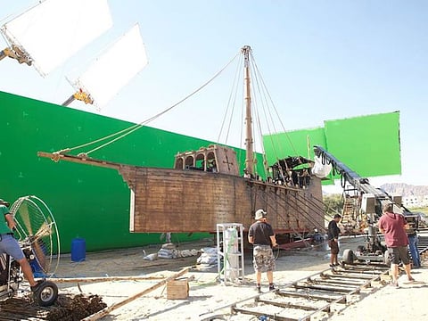 An outdoor shoot in progress for the film 'Khorfakkan'.