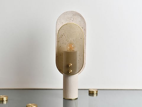 Saccal Design house's Nostalgia Lamp uses the remains of travertine blocks that would otherwise have been considered as waste.