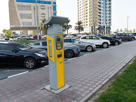 Paid parking meter in Sharjah.