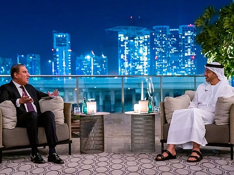 Sheikh Abdullah meets with Pakistan Foreign Minister Shah Mahmood Qureshi in Abu Dhabi on December 17 during his two-day visit to the UAE.