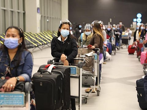 Domestic workers at the Kuwait International Airport in a file photo.