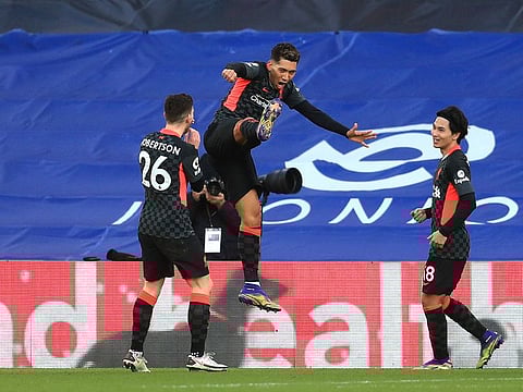 Liverpool's Firmino celebrates against Crystal Palace