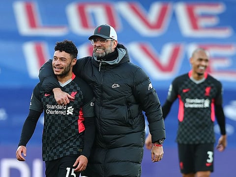 Jurgen Klopp celebrates the 7-0 win over Crystal Palace