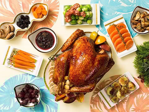 Tender roast turkey plus delicious trimmings to serve with