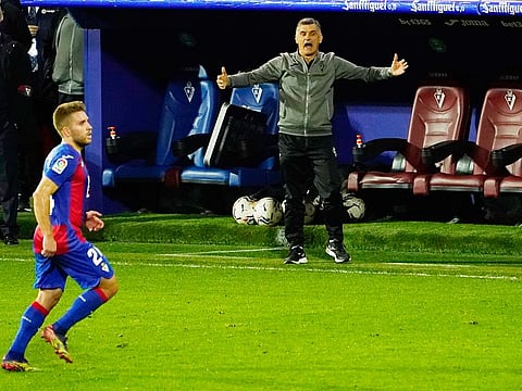 Eibar coach Jose Luis Mendilibar during the match against Real Madrid