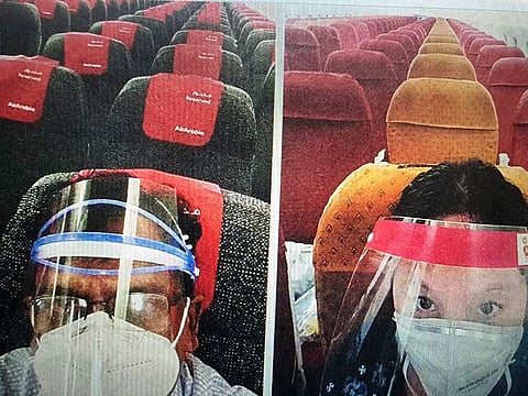 K.S. Sasikumar, left and Thinley Youdin Bhutia on the flights that they had all to themselves