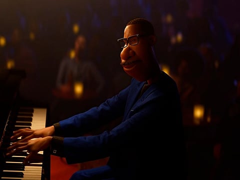 This image released by Disney-Pixar shows the character Joe Gardner, voiced by Jamie Foxx, in a scene from the animated film "Soul."