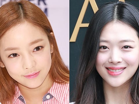 K-Pop stars Goo Hara, left, and Sulli both took their own lives recently. The news of their deaths sent shock waves through South Korean society. (Imaginechina via AP Images)