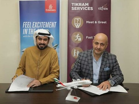 Emirates to provide fast-track Tikram services to its customers. The agreement was signed by Mohammad Lootah Emirates Area Manager for Jordan and West Bank and Tikram Managing Director Basem Muhtasib.