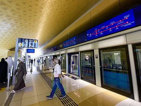 Discovery Gardens station on Expo 2020 Dubai metro line.