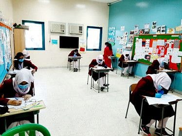 Students at a school in Abu Dhabi when schools opened in the last term. Parents are now more confident about their children’s ability to keep themselves safe.