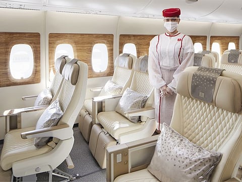 Emirates airline will deploy its latest flagship A380 aircraft with new premium economy seats to London.