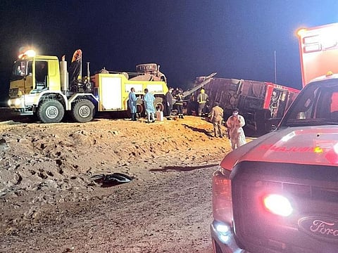 The bus overturned in Jahra, towards Taima governorate.