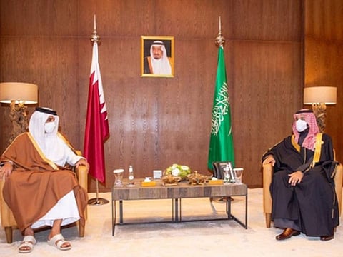 Saudi Arabia's Crown Prince Mohammed Bin Salman on Tuesday evening held a meeting with Qatar’s Emir Sheikh Tamim Bin Hamad Al Thani