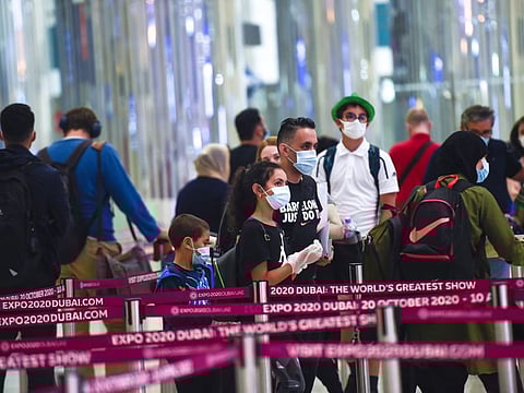 Passengers seen arriving at Terminal 3, Dubai International Airport. Residents outside the UAE for more than 180 days have welcome the government decision to allow them to return until March 1, 2021.