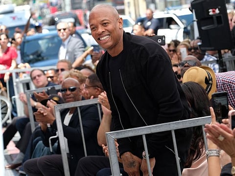 In this file photo taken on June 12, 2017 Rapper/producer Dr. Dre attends Ice Cube's Walk of Fame ceremony in Hollywood, California.