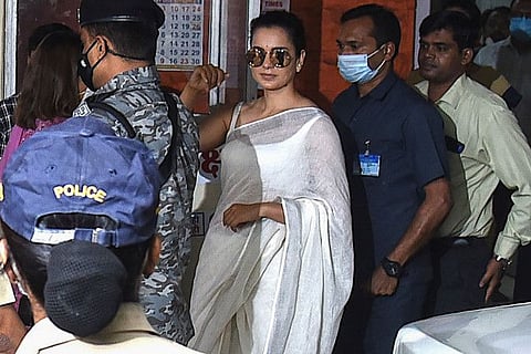 Bollywood actress Kangana Ranaut arrives at a police station summoned in connection with a sedition case