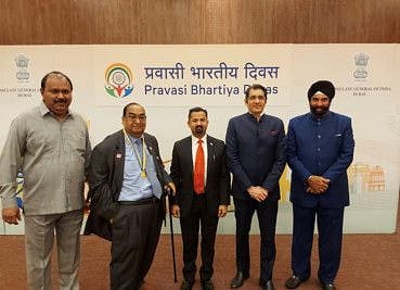 Some of the previous winners of the Pravasi Bharatiya Samman Award with the Indian Consul General Dr Aman Puri (second from right) at the PBD celebration in the Indian Consulate on Saturday.