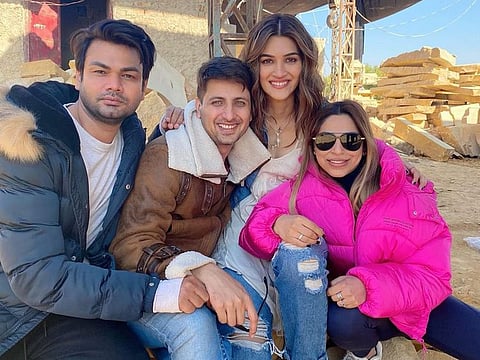 Kriti Sanon on the set of 'Bachchan Pandey'.