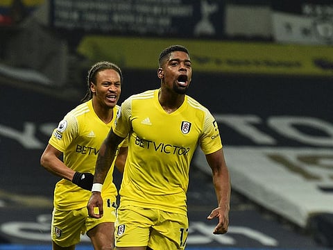 Fulham's Ivan Cavaleiro celebrates after scoring the equaliser against Spurs.