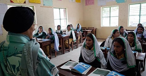 Sheikha Jawaher bint Mohammed Al Qasimi at a school funded by The Big Heart Foundaton.