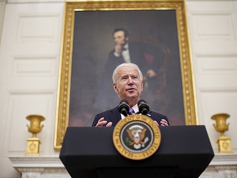 U.S. President Joe Biden speaks during an event on his administration's COVID-19 response in the State Dining Room of the White House in Washington, D.C., U.S., on Thursday, Jan. 21, 2021.