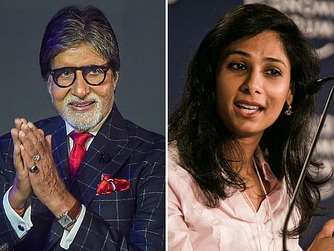 Amitabh Bachchan and Gita Gopinath.