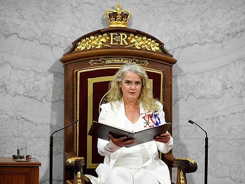 Canada's Governor General Julie Payette delivers the throne speech in the Senate chamber in Ottawa, Ontario, Canada September 23, 2020.