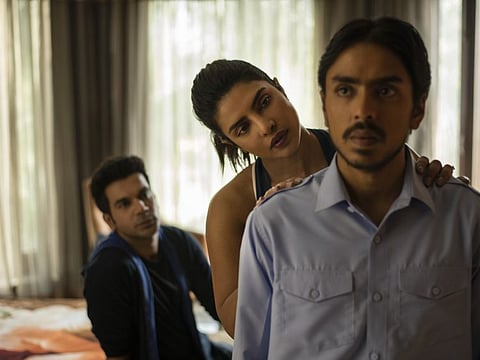 Rajkummar Rao, Priyanka Chopra and Adarsh Gourav in 'The White Tiger'.