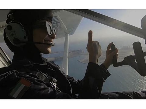 Nada Al Shamsi flying her A6-XRK aircraft.