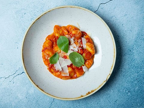 Melt-in-your-mouth potato gnocchi cooked in a tomato and basil sauce