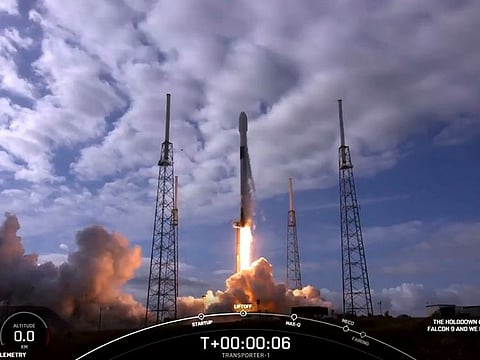 The Spacex Falcon 9 liftoff in Cape Canaveral, Florida.