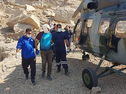 Ras Al Khaimah Police air wing rescued an Asian, in his 30s, who was injured during a mountain trip in Wadi Dhayah in the emirate.