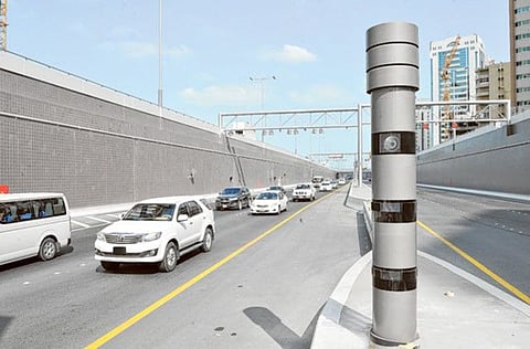 A newly installed radar on the Shaikh Zayed Tunnel in Abu Dhabi. The Abu Dhabi Police have urged motorists to be fully alert and attentive when driving. File photo for illustrative purposes only