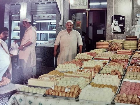 Famous Pakistani sweet maker and wrestler Azam Butt in his sweet shop in Abu Dhabi. Butt passed away in Pakistan last week after spending more than 50-year in UAE.