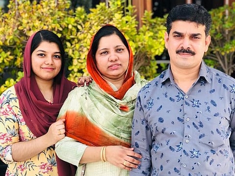Naif residents Nizam Babu, wife Nasreena C.P and daughter Nihala Parveen