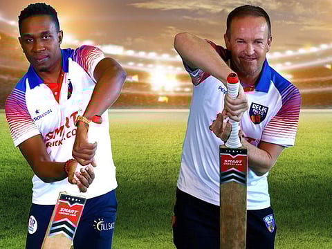 Dwayne Bravo (left) and Andy Flower, captain and coach of Delhi Bulls, respectively, hope that the data from their BatSense will help the team's performance in the Abu Dhabi T10.