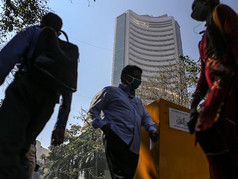 The Bombay Stock Exchange building in Mumbai.