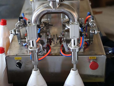 Some of the equipment used for counterfeiting of cleaning products that were confiscated.