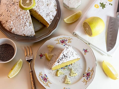 Slice of lemon cake