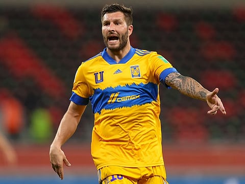 An animated Tigres forward Andre-Pierre Gignac during their Fifa Club World Cup quarterfinal match against Korea's Ulsan Hyundai at the Ahmed Bin Ali Stadium in the Qatari city of Ar-Rayyan on Thursday.