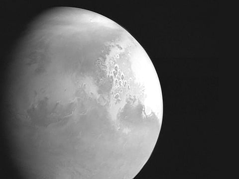An image of Mars captured by China's Mars probe Tianwen-1.