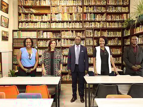 International Publishers Association (IPA) President Bodour Al Qasimi during her tour of pandemic-hit publishing markets in Kenya.