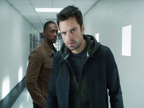 Anthony Mackie and Sebastian Stan in and as 'The Falcon and the Winter Soldier'