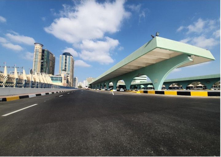Central Bus Station project had involved asphalt maintenance works at the station, located on Hazza Bin Zayed Street, next to Al Wahda Mall.
