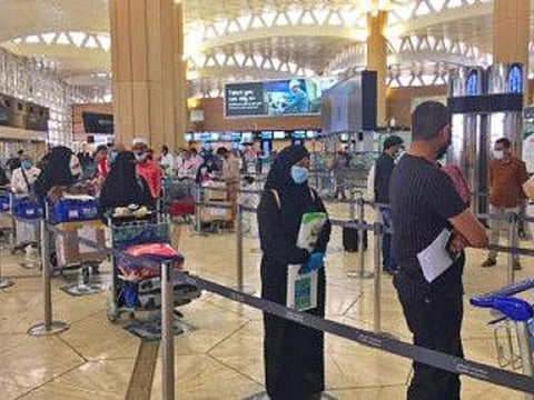 A handout picture provided by the Embassy of India in Riyadh on May 8, 2020 shows Indian expats queueing up at departure section in King Fahad International airport heading to Kozhikode. Photo for illustrative purpose only.
