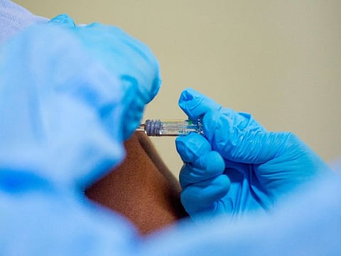 A COVID-19 vaccination centre at the gurdwara in Jebel Ali, Dubai.