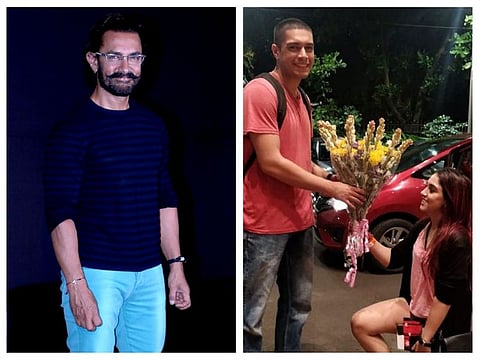 Bollywood actor Aamir Khan and his children, Junaid and Ira Khan