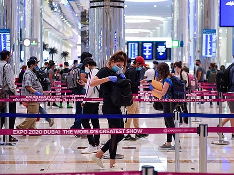 File photo: Passengers at the Dubai International airport terminal 3.